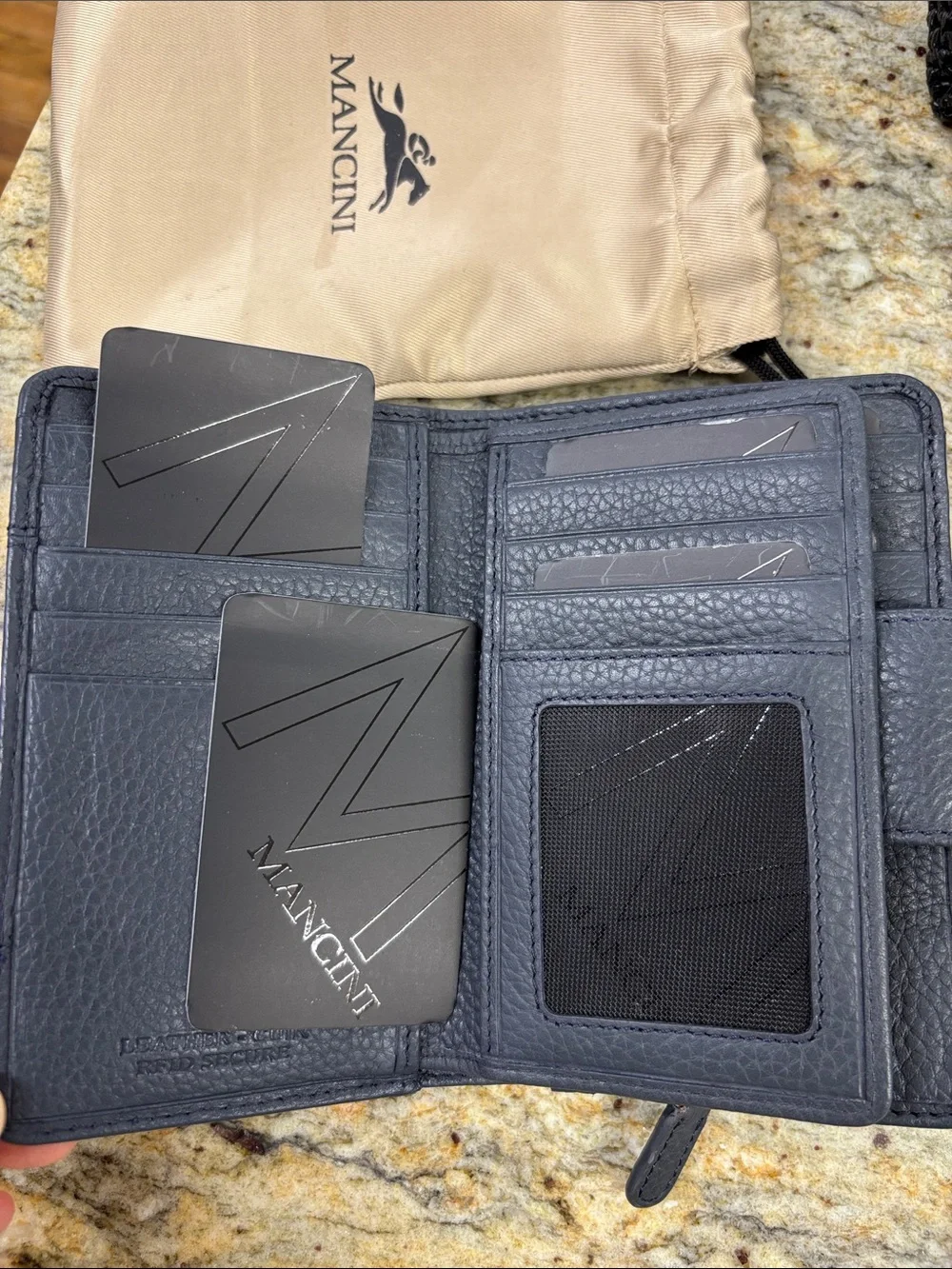 Mancini gray Leather Wallet